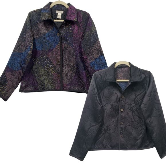Christopher Banks Quilted‎ Jacket Reversible Black Light Weight Women Small 6 - Picture 1 of 14